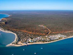 Denham Boat Hire: The Ultimate Guide to Exploring Shark Bay, Monkey Mia & Hidden Gems by Water an aerial view of a beach