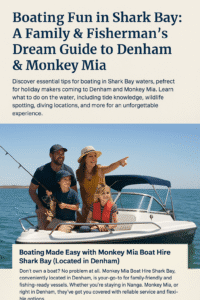 Boating Shark Bay Hire a vessel with Monkey Mia Boat Hire! Explore with family or mates, spot dolphins, fish top locations & enjoy the adventure.