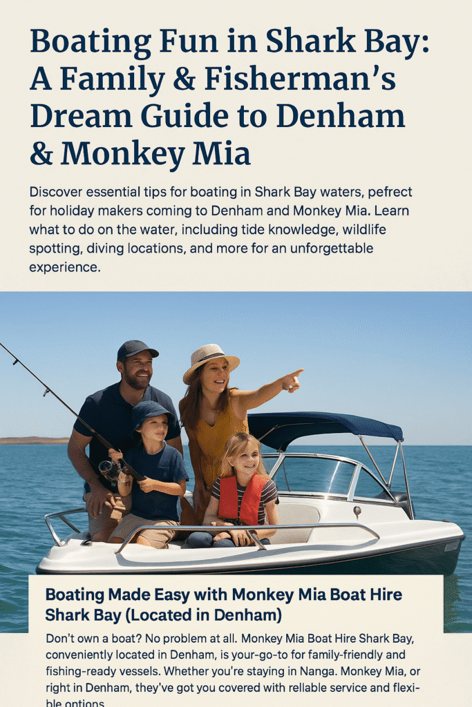 Boating Shark Bay Hire a vessel with Monkey Mia Boat Hire! Explore with family or mates, spot dolphins, fish top locations & enjoy the adventure.