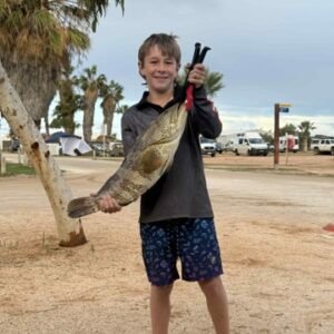 Fletcher with cod – Monkey Mia Boat Hire Shark Bay